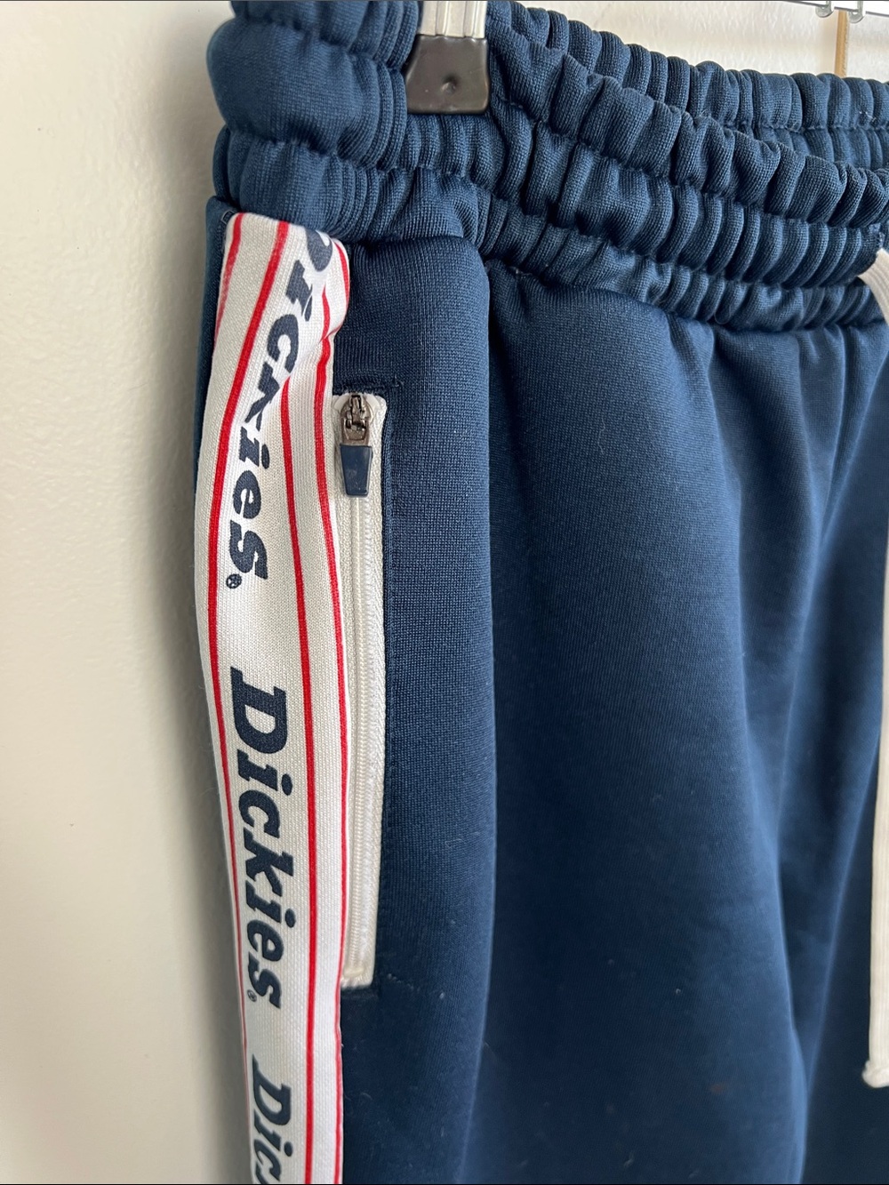 Dickies Navy Track Joggers with logo Side Stripe and drawstring elastic waist